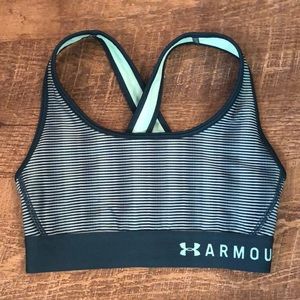 Under Armour teal and blue striped sports bra
